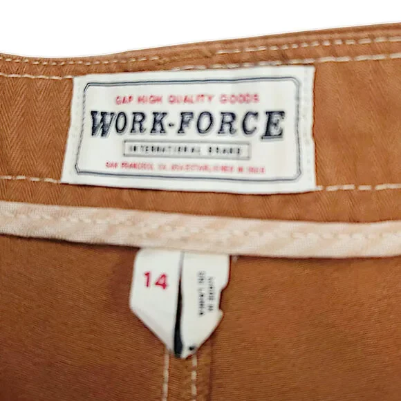 Gap Work-Force Carpenter Crop Pants 14 Summer Spice Brown Utility Canvas EUC - Picture 6 of 11